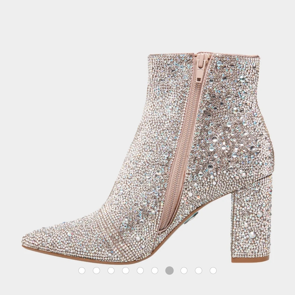 Betsey Johnson Silver Rhinestone Heeled Boots - Picture 3 of 6